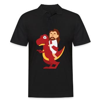 Cadeau de athée de la religion T-Rex de Jesus Dinosaur - Polo Homme - noir - Devant - Kai (181cm)