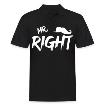 Mr Right mit Bart w - Männer Poloshirt - Schwarz - Vorne - Kai (181cm)
