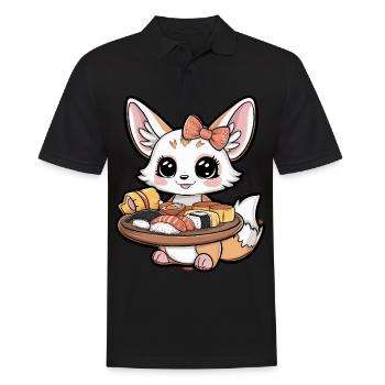Fennec Kawaii Desert Fox avec sushi japonais - Polo Homme - noir - Devant - Kai (181cm)