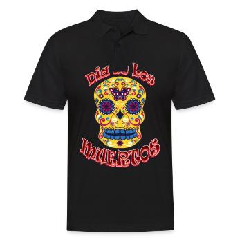 Dia de los Muertos - Sugar Skull Schädel Totenkopf - Männer Poloshirt - Schwarz - Vorne - Kai (181cm)