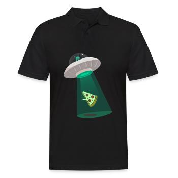 Pizza alien with UFO - Pizza Alien avec UFO - Polo Homme - noir - Devant - Kai (181cm)