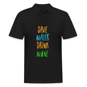 save water drink wine - speicher Wasser trink Wein - Männer Poloshirt - Schwarz - Vorne - Kai (181cm)