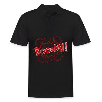 comic Boom - Männer Poloshirt - Schwarz - Vorne - Kai (181cm)