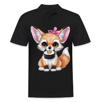 Fennec Kawaii Desert Fox avec sushi japonais - Polo Homme - noir - Devant - Kai (181cm)