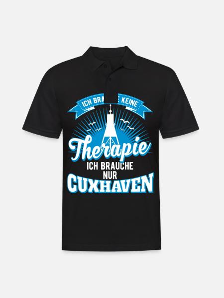 Cuxhaven ich brauche keine Therapie nur Cuxhaven - Männer Poloshirt - Schwarz