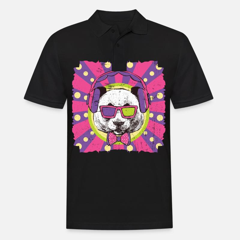 Funky Panda - Männer Poloshirt - Schwarz