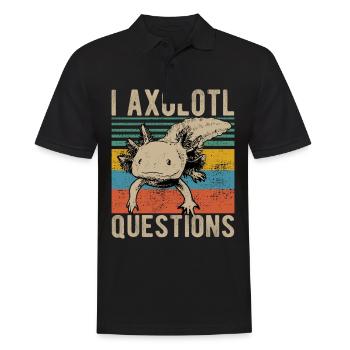 i axolotl Questions rétro Axalotl doux kawaii rétro - Polo Homme - noir - Devant - Kai (181cm)