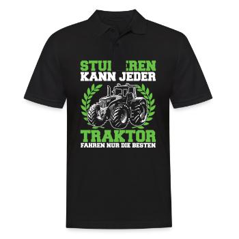 Studieren kann jeder Traktor Trecker fahren Spruch - Männer Poloshirt - Schwarz - Vorne - Kai (181cm)