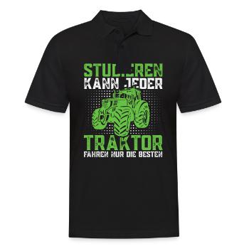 Studieren kann jeder Traktor Trecker fahren Spruch - Männer Poloshirt - Schwarz - Vorne - Kai (181cm)