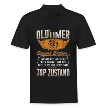 Oldtimer Baujahr 1957 Geboren Jahrgang Geburtstag - Männer Poloshirt - Schwarz - Vorne - Kai (181cm)