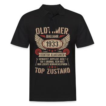Oldtimer Baujahr 1933 Geboren Jahrgang Geburtstag - Männer Poloshirt - Schwarz - Vorne - Kai (181cm)