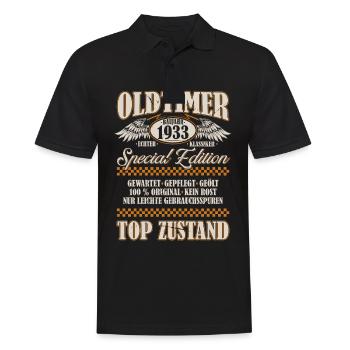 Oldtimer Baujahr 1933 Geboren Jahrgang Geburtstag - Männer Poloshirt - Schwarz - Vorne - Kai (181cm)