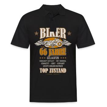 66. Geburtstag Mann Geschenk lustig Biker Motorrad - Männer Poloshirt - Schwarz - Vorne - Kai (181cm)