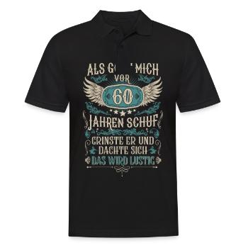 Als Gott mich vor 60 Jahren schuf 60. Geburtstag - Männer Poloshirt - Schwarz - Vorne - Kai (181cm)