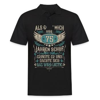 Als Gott mich vor 75 Jahren schuf 75. Geburtstag - Männer Poloshirt - Schwarz - Vorne - Kai (181cm)
