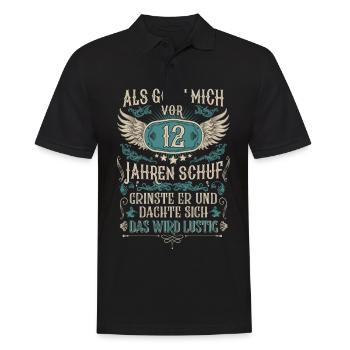 Als Gott mich vor 12 Jahren schuf 12. Geburtstag - Männer Poloshirt - Schwarz - Vorne - Kai (181cm)