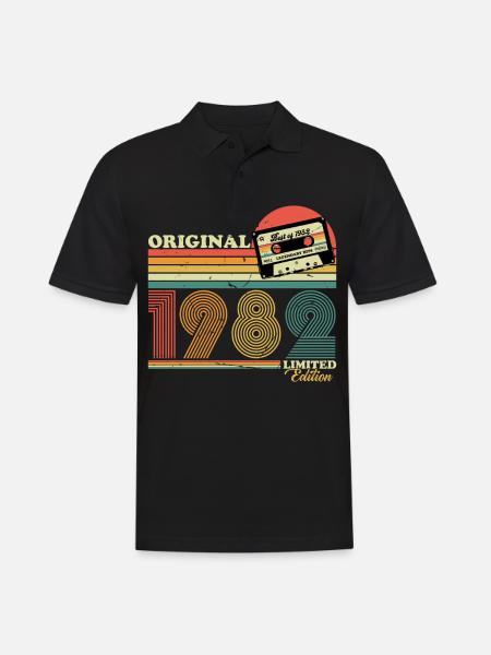 1982 Vintage Birthday Retro Vintage Gift - Men's Polo Shirt - black