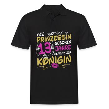 Als Prinzessin Geboren 13 Geburtstag Frau Mama - Männer Poloshirt - Schwarz - Vorne - Kai (181cm)