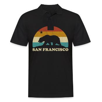 San Francisco Californie vintage rétro - Polo Homme - noir - Devant - Kai (181cm)