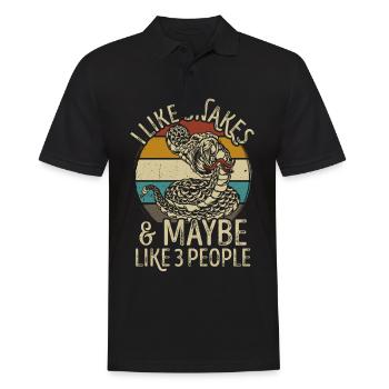 Schlangen Schlange retro vintage lustig Spruch - Männer Poloshirt - Schwarz - Vorne - Kai (181cm)