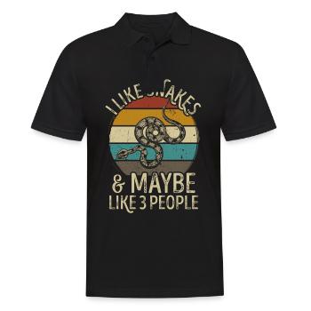 Schlangen Schlange retro vintage lustig Spruch - Männer Poloshirt - Schwarz - Vorne - Kai (181cm)