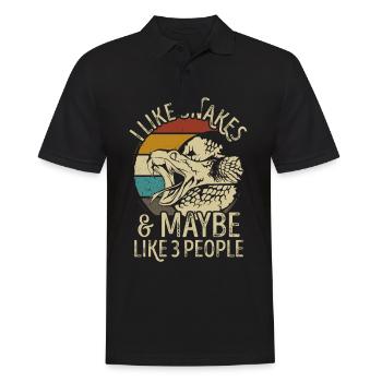 Schlangen Schlange retro vintage lustig Spruch - Männer Poloshirt - Schwarz - Vorne - Kai (181cm)