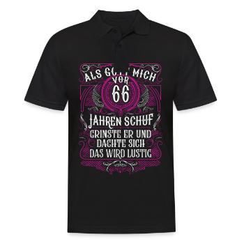 Als Gott mich vor 66 Jahren schuf 66. Geburtstag - Männer Poloshirt - Schwarz - Vorne - Kai (181cm)