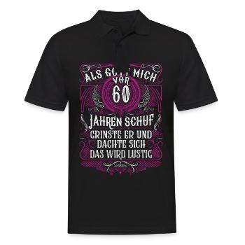 Als Gott mich vor 60 Jahren schuf 60. Geburtstag - Männer Poloshirt - Schwarz - Vorne - Kai (181cm)