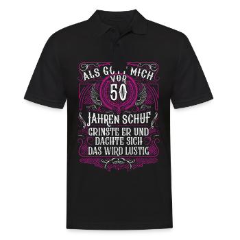 Als Gott mich vor 50 Jahren schuf 50. Geburtstag - Männer Poloshirt - Schwarz - Vorne - Kai (181cm)