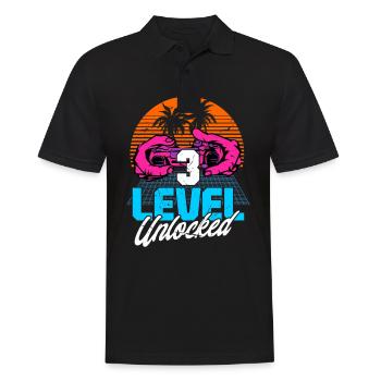 Level 3 Unlocked 3rd Birthday Gamer 80s retro - Men's Polo Shirt - black - Front - Kai (181cm)