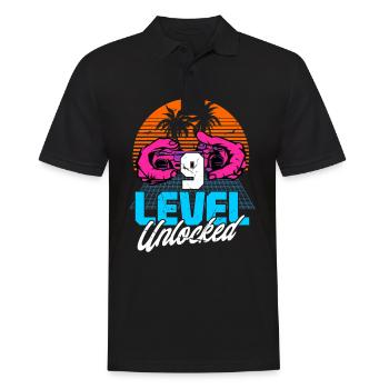 Level 9 Unlocked 9th Birthday Gamer 80s retro - Men's Polo Shirt - black - Front - Kai (181cm)