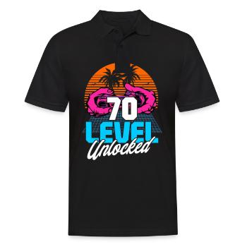 Level 70 Unlocked 70th Birthday Gamer 70s retro - Men's Polo Shirt - black - Front - Kai (181cm)