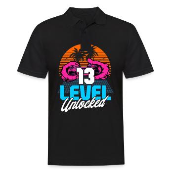 Level 13 Unlocked 13th Birthday Gamer 80s retro - Men's Polo Shirt - black - Front - Kai (181cm)