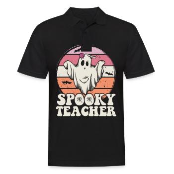 Lehrer Halloween Geist Spooky Teacher - Männer Poloshirt - Schwarz - Vorne - Kai (181cm)