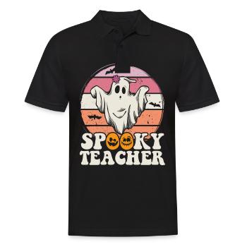 Lehrer Halloween Geist Spooky Teacher - Männer Poloshirt - Schwarz - Vorne - Kai (181cm)