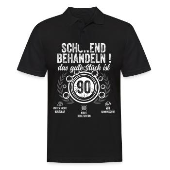 Schonend Behandeln neunzig Geschenk 90 Geburtstag - Männer Poloshirt - Schwarz - Vorne - Kai (181cm)