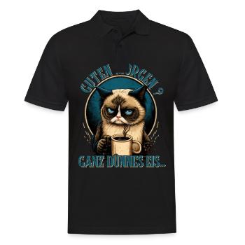 Guten Morgen Ganz dünnes Eis - Katze - Männer Poloshirt - Schwarz - Vorne - Kai (181cm)