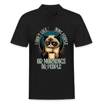 i dont like morning people Katze Kaffee Cat - Männer Poloshirt - Schwarz - Vorne - Kai (181cm)