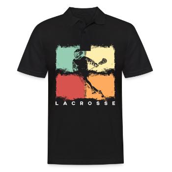 Lacrosse Lacrosse Player retro vintage - Men's Polo Shirt - black - Front - Kai (181cm)