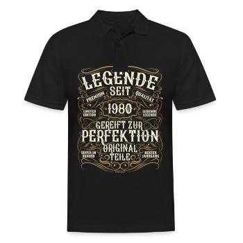 Legende 1980 Geburtstag legendär seit 1980 - Männer Poloshirt - Schwarz - Vorne - Kai (181cm)