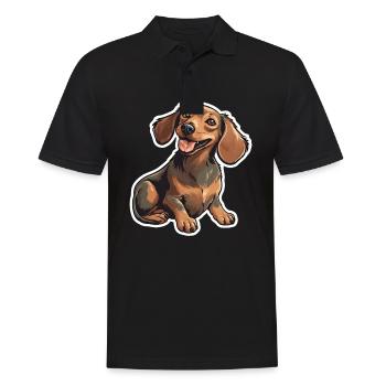 Dackel Teckel Hund Rasse Illustration Welpe Bild - Männer Poloshirt - Schwarz - Vorne - Kai (181cm)
