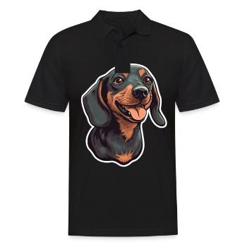 Dackel Teckel Hund Rasse Illustration Welpe Bild - Männer Poloshirt - Schwarz - Vorne - Kai (181cm)