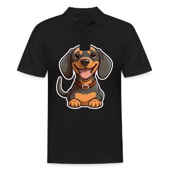 Dackel Teckel Hund Rasse Illustration Welpe Bild - Männer Poloshirt - Schwarz - Vorne - Kai (181cm)