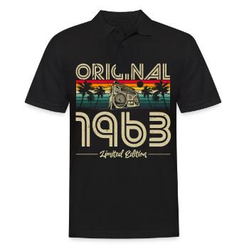 1963 Anniversaire né en 1963 Retro Vintage - Polo Homme - noir - Devant - Kai (181cm)