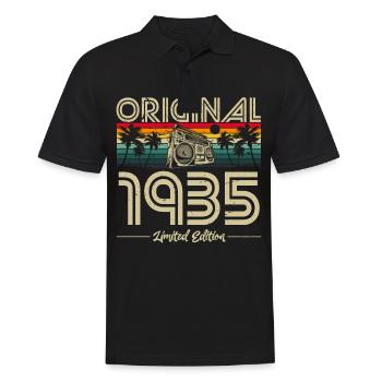 Vintage 1935 Anniversaire Rétro - Polo Homme - noir - Devant - Kai (181cm)