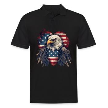 American Adler Amerika Wappentier Eagle Flagge USA - Männer Poloshirt - Schwarz - Vorne - Kai (181cm)