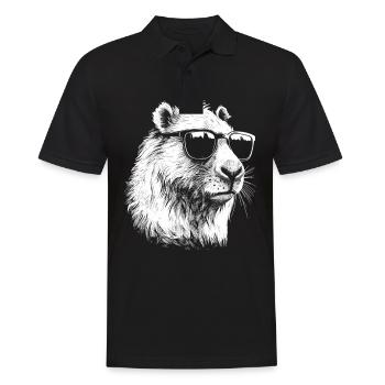 Capybara Wasserschwein retro Nagetier Tier lustig - Männer Poloshirt - Schwarz - Vorne - Kai (181cm)