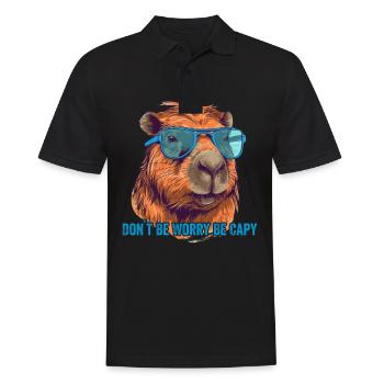 Capybara Wasserschwein retro Nagetier Tier lustig - Männer Poloshirt - Schwarz - Vorne - Kai (181cm)