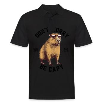 Capybara Wasserschwein retro Nagetier Tier lustig - Männer Poloshirt - Schwarz - Vorne - Kai (181cm)