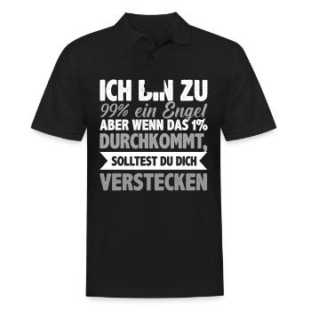 Ich Bin Fast Ein Engel verstecken lustig Spruch - Männer Poloshirt - Schwarz - Vorne - Kai (181cm)